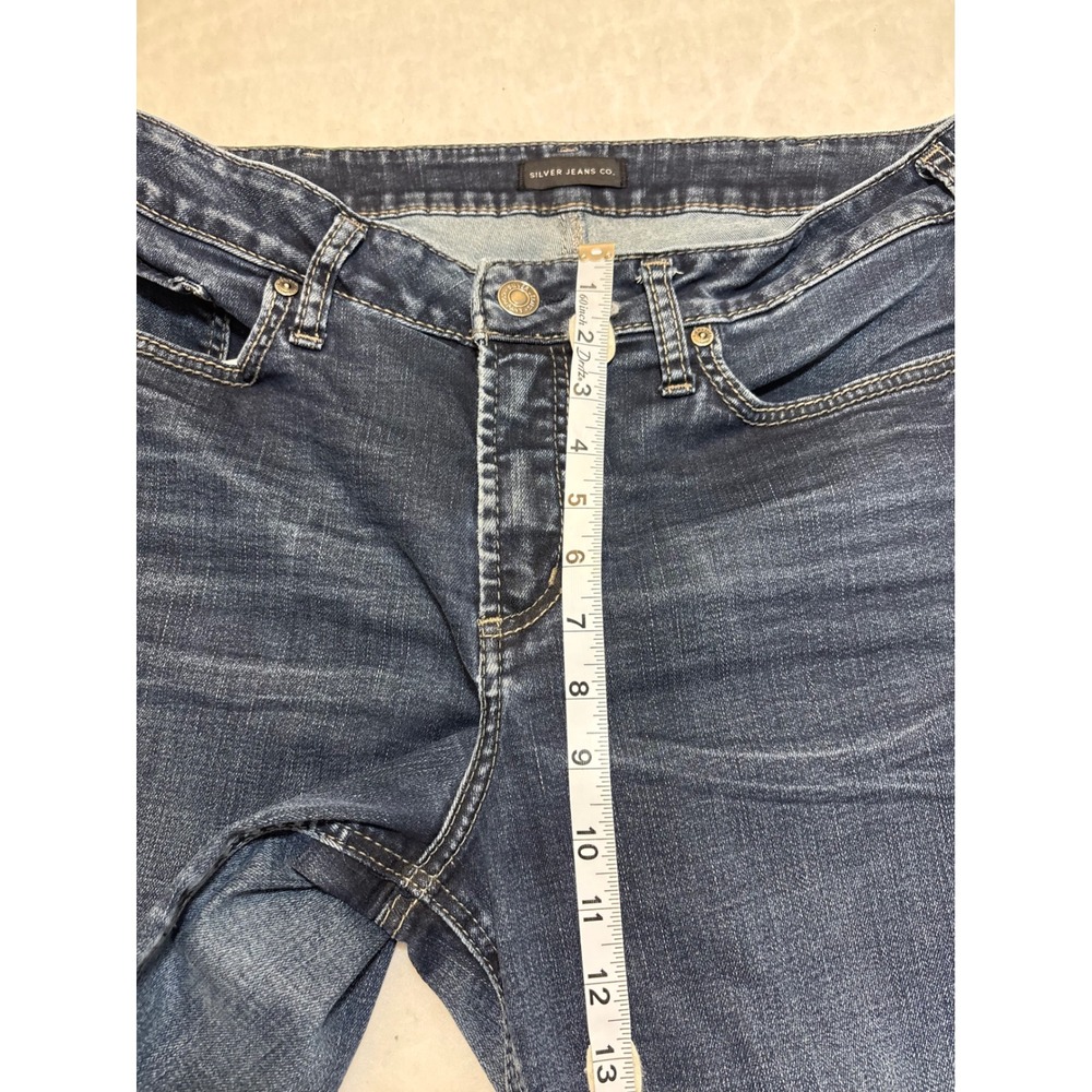 Silver Jeans Co Avery Straight Leg Jeans Dark Wash Frayed Hem Women's Size - Picture 4 of 12